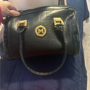 Chic Black Tote with Gold Details